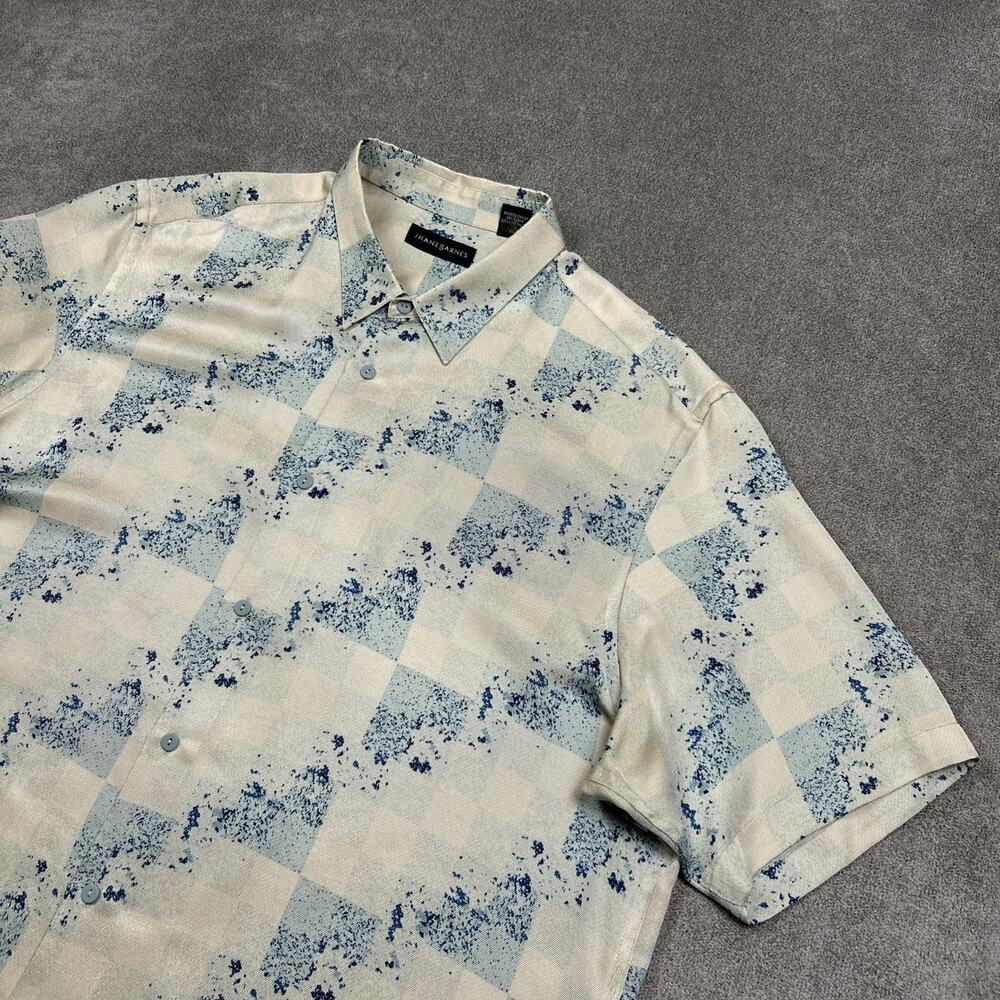 Jhane Barnes Shirt Mens 2XL Button Up 100% Silk Short Sleeve Abstract Casual